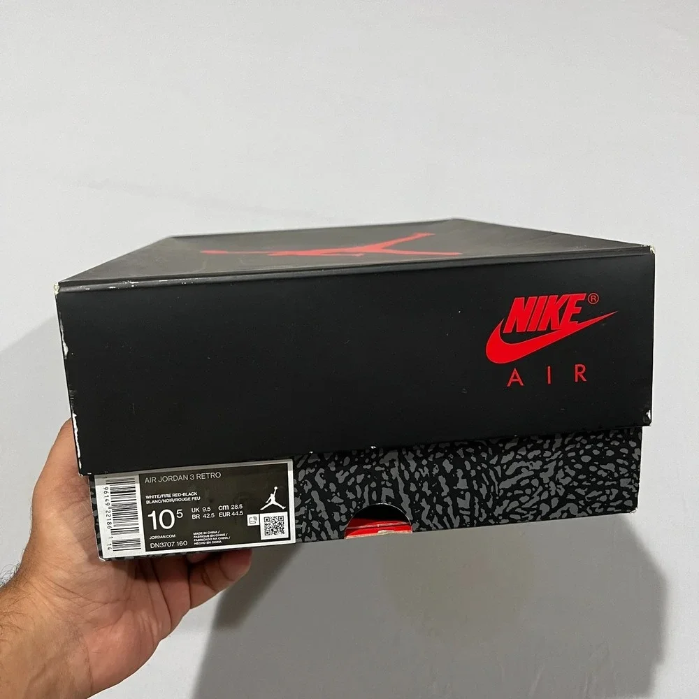 Nike Air Jordan 3 Retro DN3707-160 Mens Fire Red-Black Lace Up Shoes Size 10.5